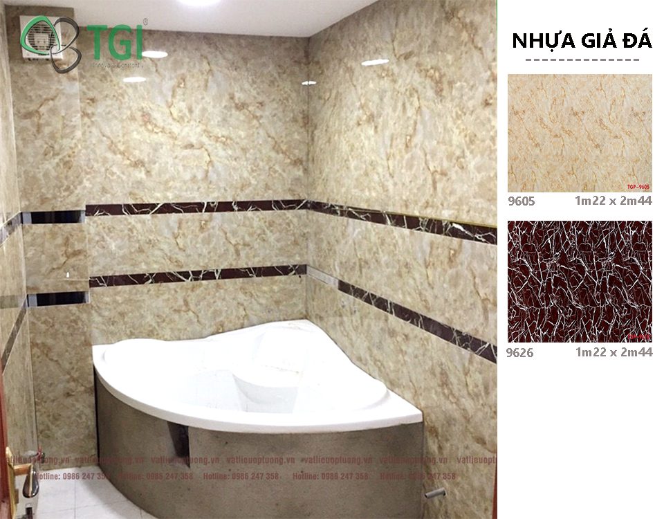 Nhà vệ sinh và nhà tắm riêng "Bồn tắm ở góc kết hợp tấm ốp pvc" Nhà vệ sinh và nhà tắm riêng "Bồn tắm ở góc kết hợp tấm ốp pvc"
