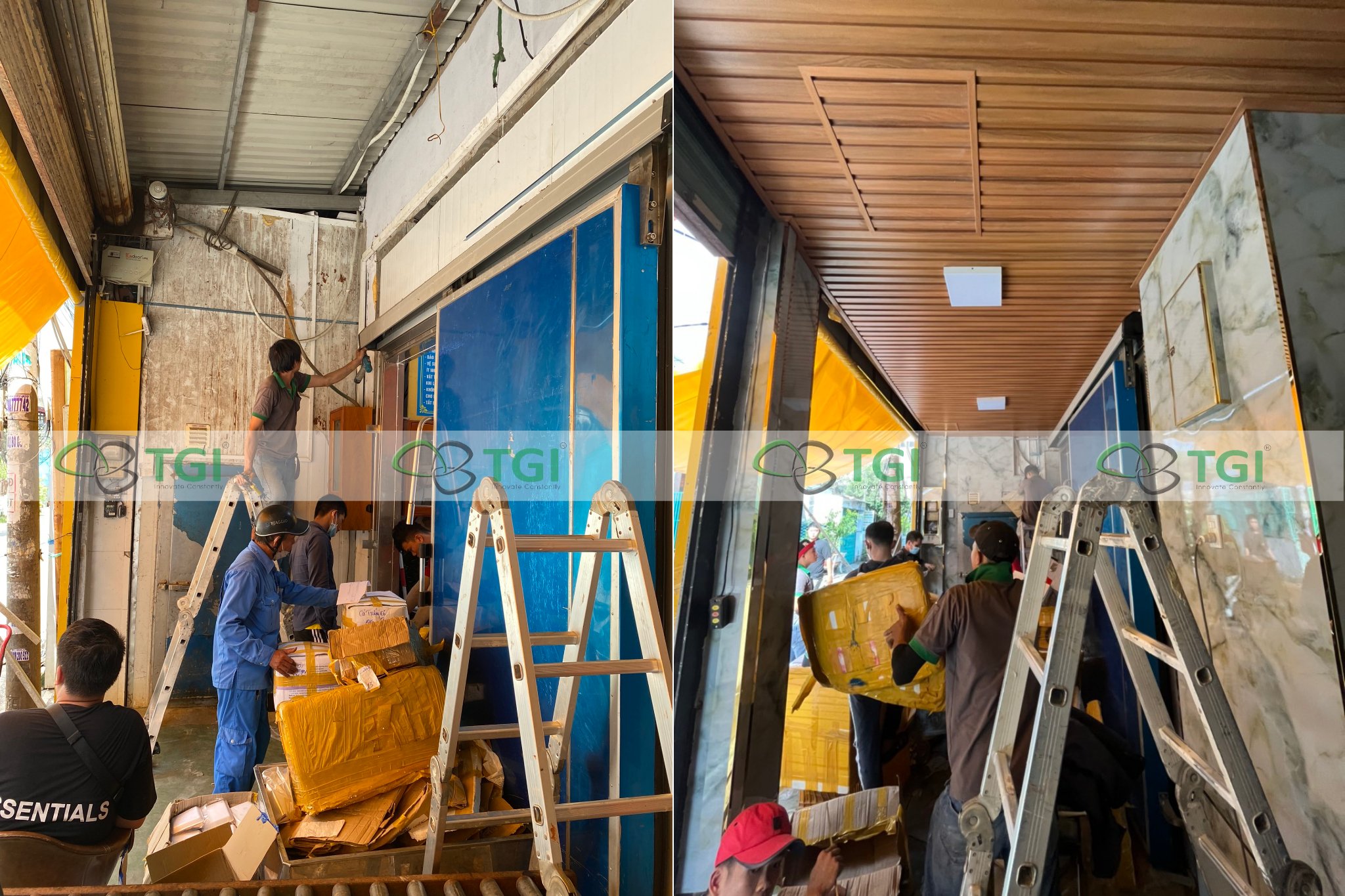Mẫu trần trang trí bằng lam gỗ phòng khách